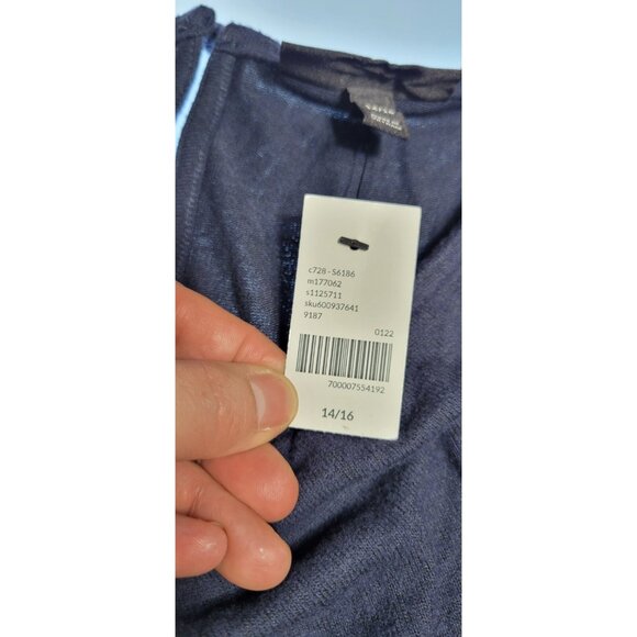 Lane Bryant Navy Blue 3/4 Sleeve Crew Neck Drawstring Waist Jumpsuit 14/16 - Picture 7 of 13